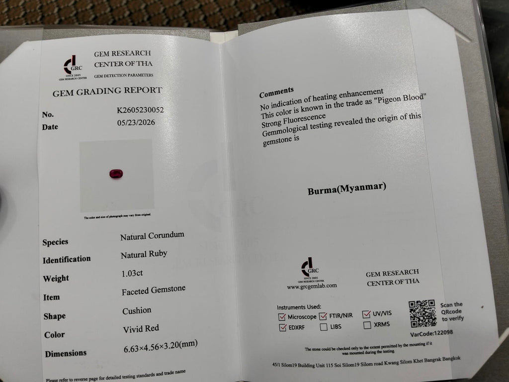 1.03 carats Burma Ruby