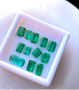 Collection of green emerald gemstones
