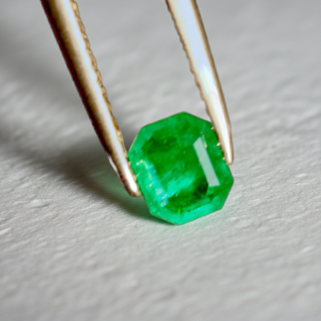 0.52 ct Cushion Cut Vivid Green Emerald Stone