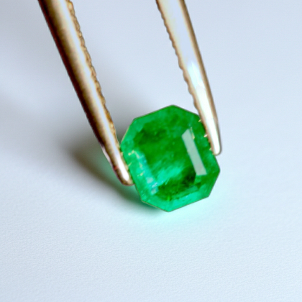 0.52 ct Cushion Cut Vivid Green Emerald Stone