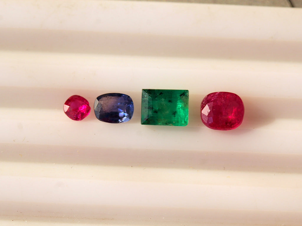 1.79 Carats Kashmir Ruby, Swat Emerald, Kashmir Blue Sapphire Deal