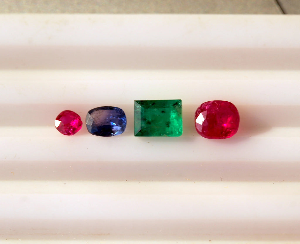1.79 Carats Kashmir Ruby, Swat Emerald, Kashmir Blue Sapphire Deal