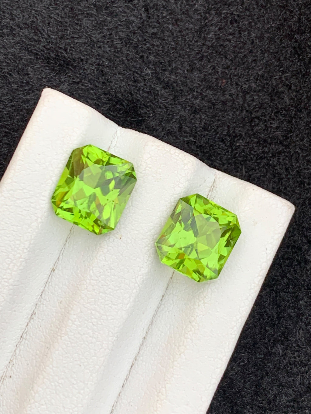 untreated Pakistani peridot fancy cut gemstone pair